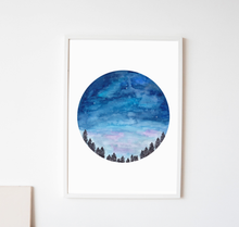 Lade das Bild in den Galerie-Viewer, Aquarell Kunstdruck Himmel bei Nacht