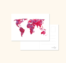 Lade das Bild in den Galerie-Viewer, Postkarte mit aquarell Weltkarte in rosa