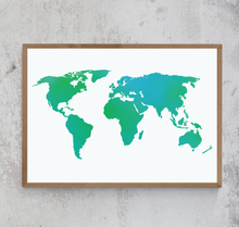 Lade das Bild in den Galerie-Viewer, Poster aquarell Weltkarte