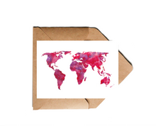 Lade das Bild in den Galerie-Viewer, Postkarte mit aquarell Weltkarte in rosa