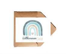 Lade das Bild in den Galerie-Viewer, Karte zur Geburt personalisierbar mit Namen und Regenbogen