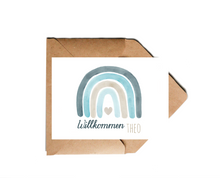 Lade das Bild in den Galerie-Viewer, Karte zur Geburt personalisierbar mit Namen und Regenbogen