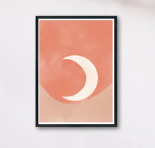 Lade das Bild in den Galerie-Viewer, Kunstdruck Mond in terrakottatönen im bohoStil