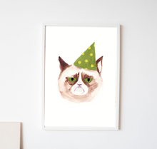 Lade das Bild in den Galerie-Viewer, Kunstdruck mit grimmiger Katze