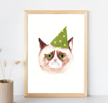 Lade das Bild in den Galerie-Viewer, Kunstdruck mit grimmiger Katze