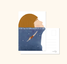 Lade das Bild in den Galerie-Viewer, Illustration mit Taucherin auf Karte A6 mit Spruch in den Tiefen des Unbekannten finde ich mich selbst