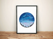 Lade das Bild in den Galerie-Viewer, Aquarell Kunstdruck Himmel bei Nacht