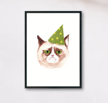 Lade das Bild in den Galerie-Viewer, Kunstdruck mit grimmiger Katze