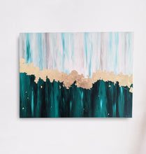 Lade das Bild in den Galerie-Viewer, Leinwand Original Acryl Gemälde grün mit Goldfolie 60x80