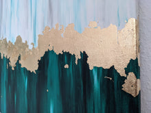Lade das Bild in den Galerie-Viewer, Leinwand Original Acryl Gemälde grün mit Goldfolie 60x80