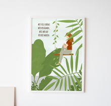 Lade das Bild in den Galerie-Viewer, Achtsamkeit Poster im Hier und Jetzt mit Spruch und botanischer Illustration