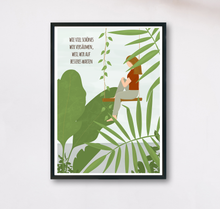 Lade das Bild in den Galerie-Viewer, Kunstdruck mit Reminder Lebe im Hier und Jetzt und botanischer Illustration