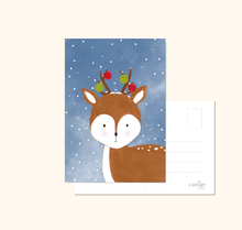 Lade das Bild in den Galerie-Viewer, süße Weihnachtskarte Reh für Kinder