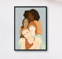 Lade das Bild in den Galerie-Viewer, Illustration von Frauen verschiedener Hautfarben
