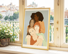 Lade das Bild in den Galerie-Viewer, feminines Poster mit Gesicht diverser Frauen mit verschiedenen Hautfarben
