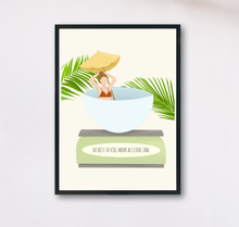 Lade das Bild in den Galerie-Viewer, Poster für mehr body Positivity du bist so viel mer als eine Zahl mit surrealer Illustration einer in einer Küchenwaage badenden Frau
