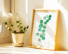 Lade das Bild in den Galerie-Viewer, botanischer Kunstdruck eines handgemalten aquarell Eukalyptuszweiges
