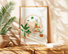 Lade das Bild in den Galerie-Viewer, Kunstdruck Gedankengarten mit Illustration eines Kopfes mit Pflanzen
