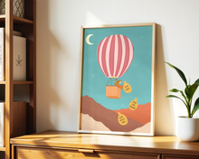 Lade das Bild in den Galerie-Viewer, aufmunterndes Poster negative Gedanken loswerden mit Motiv eines aufsteigendem Ballons bei Nacht
