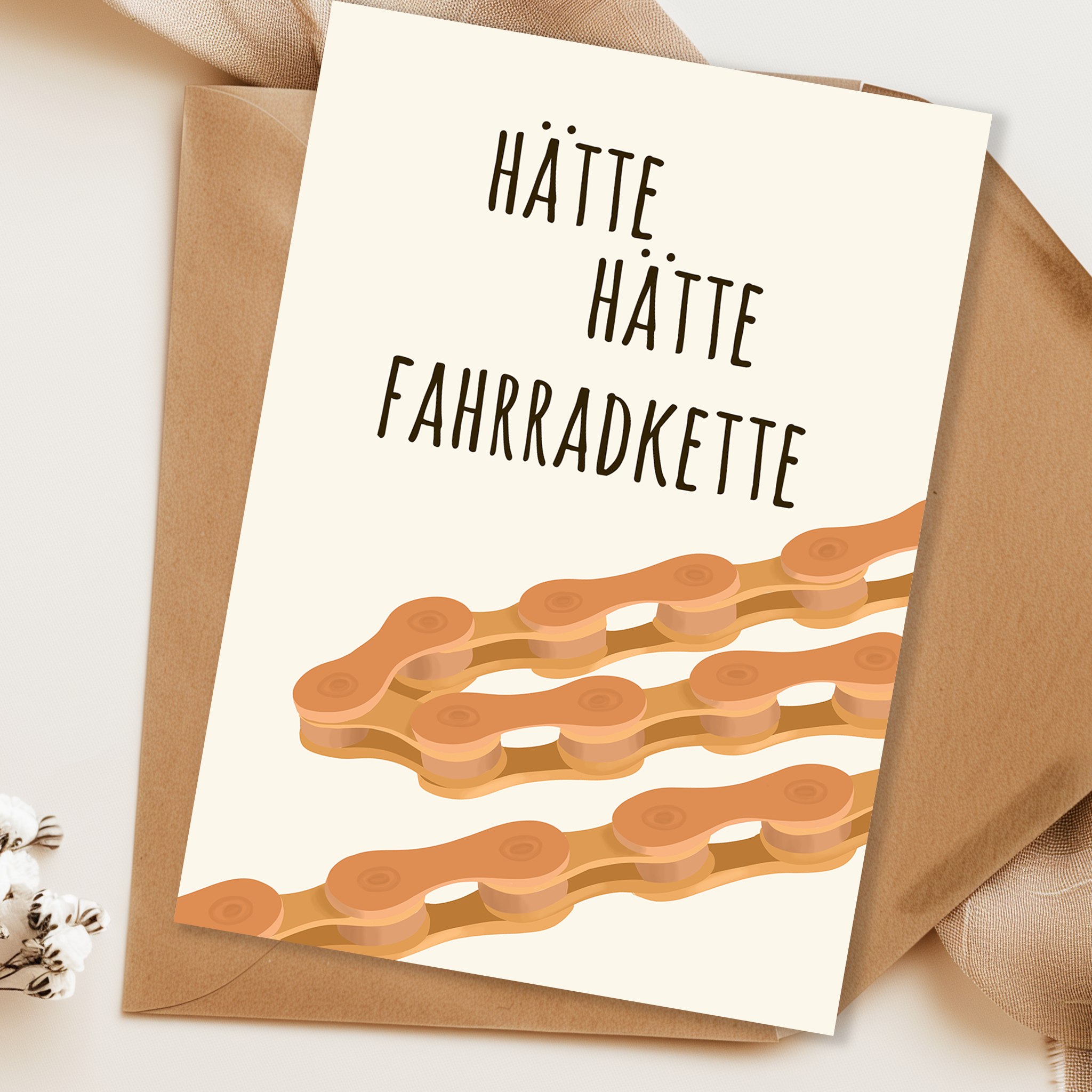 hätte hätte fahrradpumpe Postkarte Hätte Hätte Fahrradkette – Creative Elle