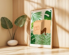 Lade das Bild in den Galerie-Viewer, Psychologie Kunstdruck Komfortzone verlassen mit lustiger Illustration einer dunkelhäutigen Frau in einer Kiste
