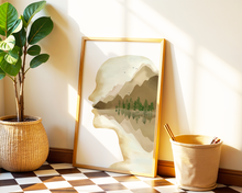 Lade das Bild in den Galerie-Viewer, Dekoration einer Psychotherapiepraxis mit Kunstdruck von einer Landschaft im Kopf in natürlichen Farben
