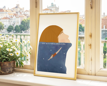 Lade das Bild in den Galerie-Viewer, Typografie Poster mit Spruch in den Tiefen des Unbewussten finde ich mich selbst in blau und braun
