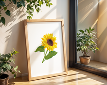 Lade das Bild in den Galerie-Viewer, Poster mit Druck einer handgemalten aquarell Sonnenblume
