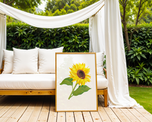 Lade das Bild in den Galerie-Viewer, helle Dekoration mit Poster einer gezeichneten Sonnenblume
