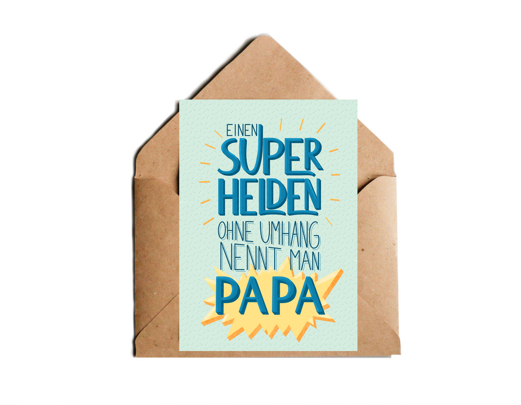 Vatertag Karte mit Spruch Superheld