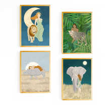 Lade das Bild in den Galerie-Viewer, Poster Set Frauen und wilde Tiere
