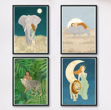 Lade das Bild in den Galerie-Viewer, Poster Set Frauen und wilde Tiere
