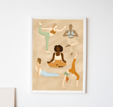 Lade das Bild in den Galerie-Viewer, Frauen in verschiedenen Yoga Posen Illustration Art
