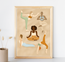 Lade das Bild in den Galerie-Viewer, Illustration von Frauen in verschiedenen Yogaposen als Poster in A4
