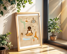 Lade das Bild in den Galerie-Viewer, moderner Kunstdruck A3 mit Frauen in verschiedenen Yoga Posen
