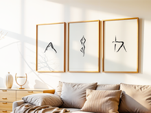 Lade das Bild in den Galerie-Viewer, minimalistisches Poster Set mit stilistischen Yogaposen in schwarz weiß

