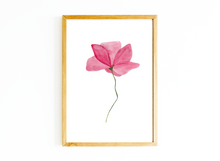 Lade das Bild in den Galerie-Viewer, florales Poster mit rosa Wasserfarben Blume
