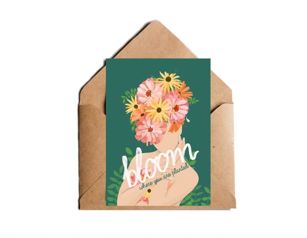 Postkarte bloom where you are planted