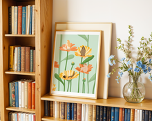 Lade das Bild in den Galerie-Viewer, Blumen Poster mit surrealer Illustration von nackten Frauen in Blüten
