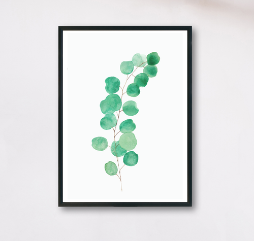 Wasserfarben Eukalyptus als minimalistisches Poster