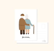 Lade das Bild in den Galerie-Viewer, Postkarte Liebe mit Spruch für immer und altem Paar
