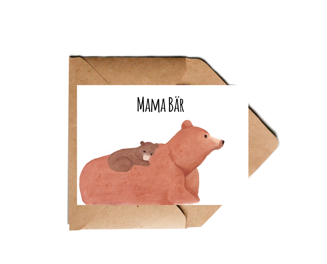 Muttertag Karte Mama Bär mit Bär Illustration