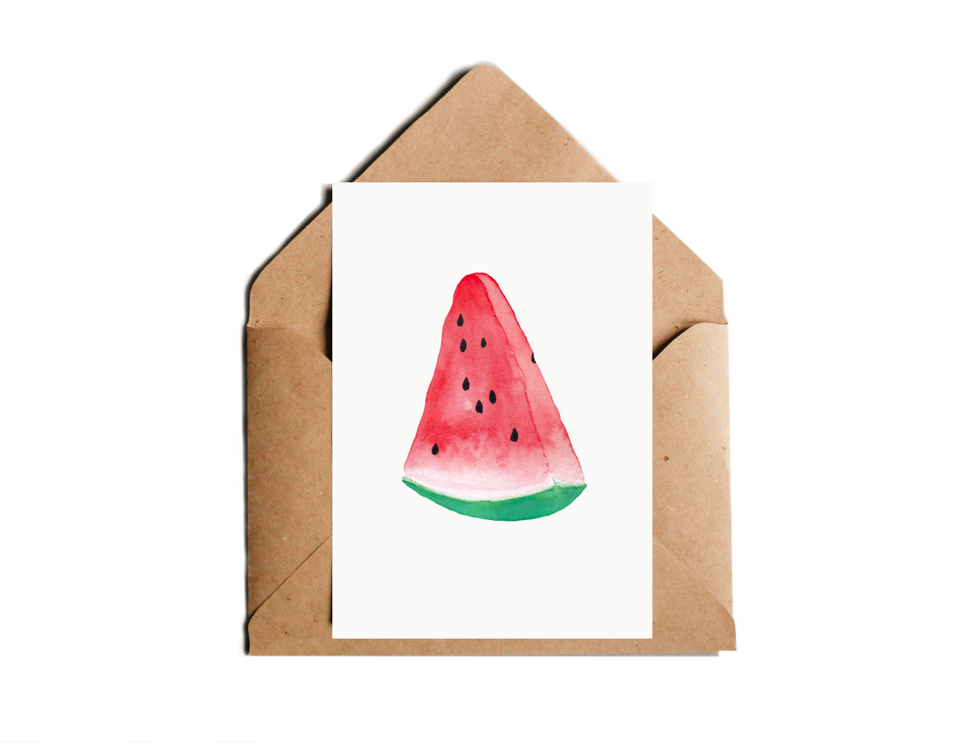 Postkarte mit Wasserfarben Melone