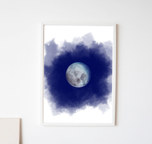 Lade das Bild in den Galerie-Viewer, Kunstdruck aquarell Mond
