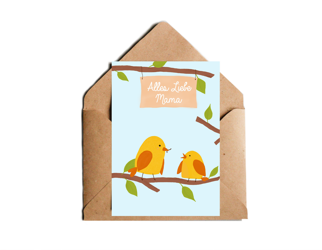Muttertag Karte Vögel