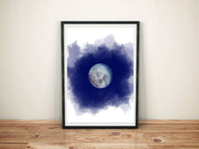 Lade das Bild in den Galerie-Viewer, Kunstdruck aquarell Mond
