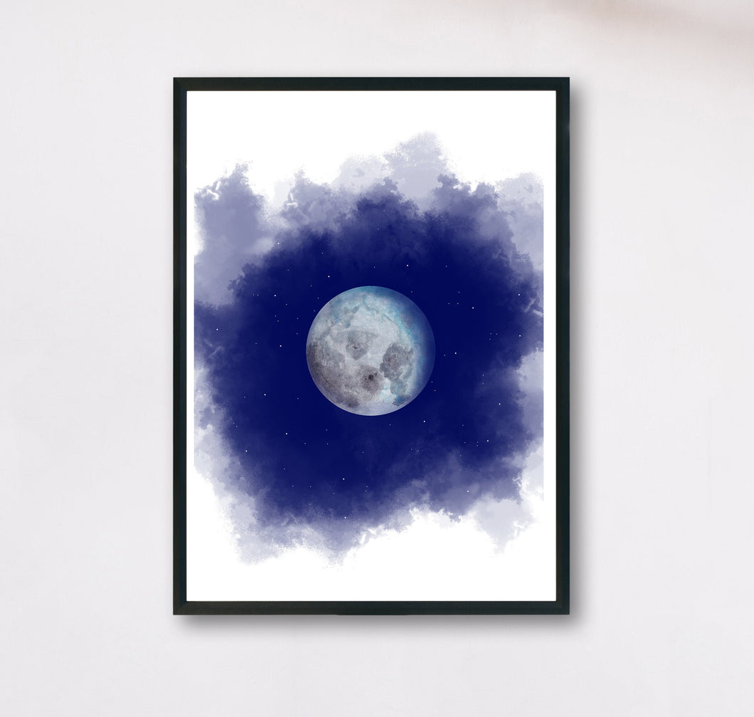 Kunstdruck aquarell Mond